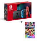 Pack Nintendo Switch avec paire de joy-con bleu néon/rouge néon+Mario Kart 8 Deluxe