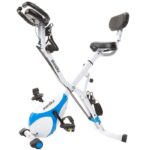 Skandika Foldaway X-3000 - Vélo d'appartement x-Bike Pliant - 8 Niveaux de Resistance - Dossier-Bluetooth - Bleu