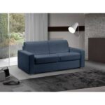 Canapé lit 3 places MASTER convertible ouverture RAPIDO 140 cm Tweed Cross bleu MATELAS 18 CM INCLUS