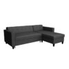 BOB Canapé d'angle convertible 3 places - Tissu Anthracite - L 219 x P 138 x H 67 cm