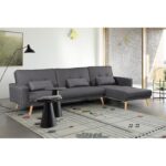 Canapé d'angle convertible scandinave tissu gris