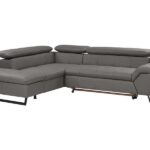 Canapé d'angle gauche convertible 4 places en cuir YVO coloris gris