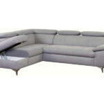 Canapé d'angle convertible gauche 4 places en tissu ALLY coloris gris clair