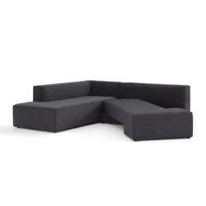 Canapé angle convertible tissu texturé, Ginosa Charbon