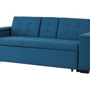 CANAPÉ CONVERTIBLE 3 PLACES EN TISSU BLEU PETROLE