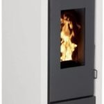 INTERSTOVES – PACK INTERSTOVES – Poêle à granules MARINA 11KW ETANCHE Blanc + Kit ETANCHE sortie ventouse Noir Mat